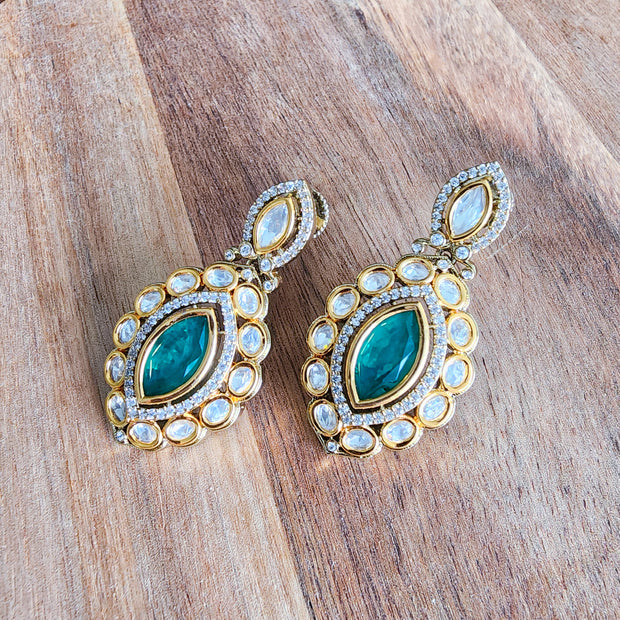 Green Kundan Earrings