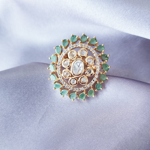 Green Kundan Ring