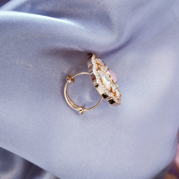 Pink Polki Kundan Ring
