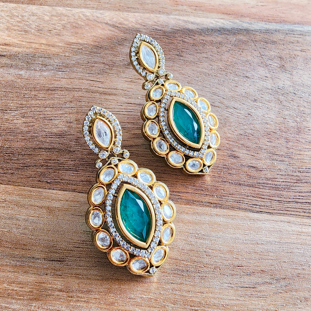 Green Kundan Earrings